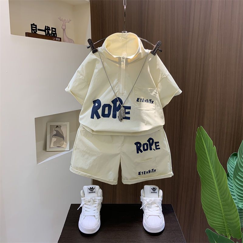 痞帅男童夏服児童薄手半袖服2024新型男の子赤ちゃん夏韓範流行スーツ