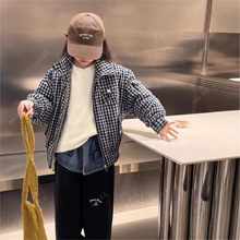 女童格子夹棉外套秋冬2025新款儿童韩系冬季保暖棉服女孩夹克衫潮