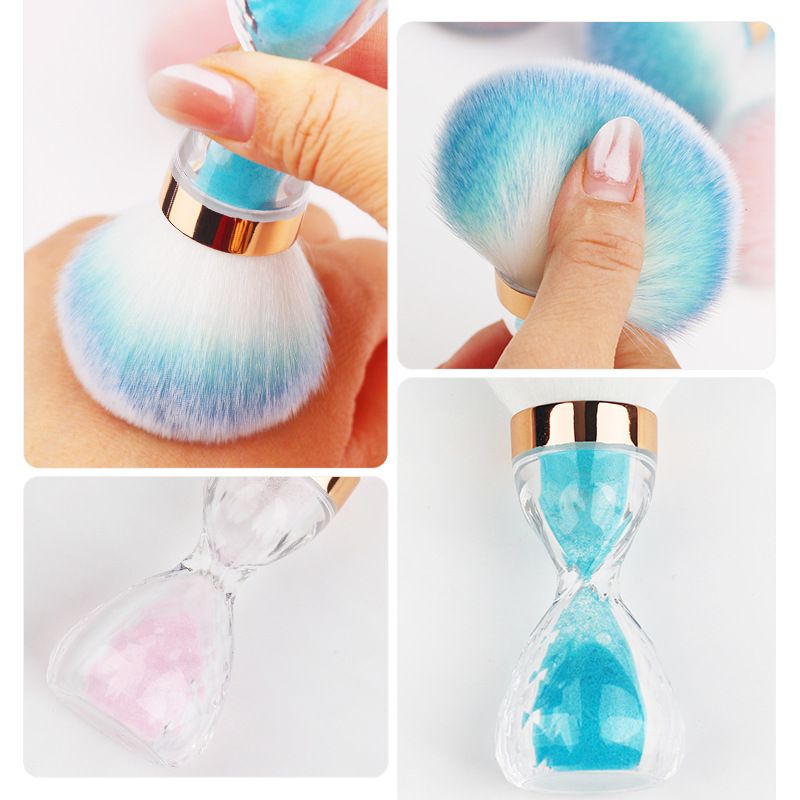 Nuevo cepillo de polvo de manicura transfronterizo tipo reloj de arena cepillo de limpieza de pelo suave herramientas de maquillaje de polvo de limpieza