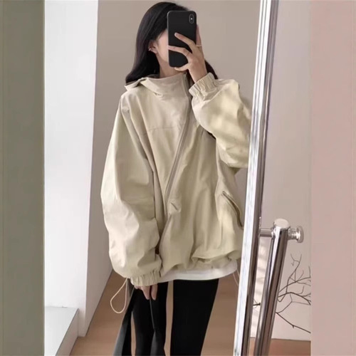 Women's Fashion Windbreaker Coat Korean Version 2025 New Thin Waterproof Jacket Coat Loose Hooded Workwear