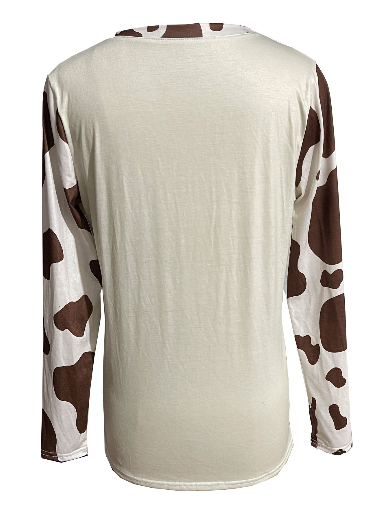 Amazon estación independiente transfronteriza europea y americana primavera y otoño nuevas mujeres pullover Top vaca impreso manga larga Camiseta cuello redondo