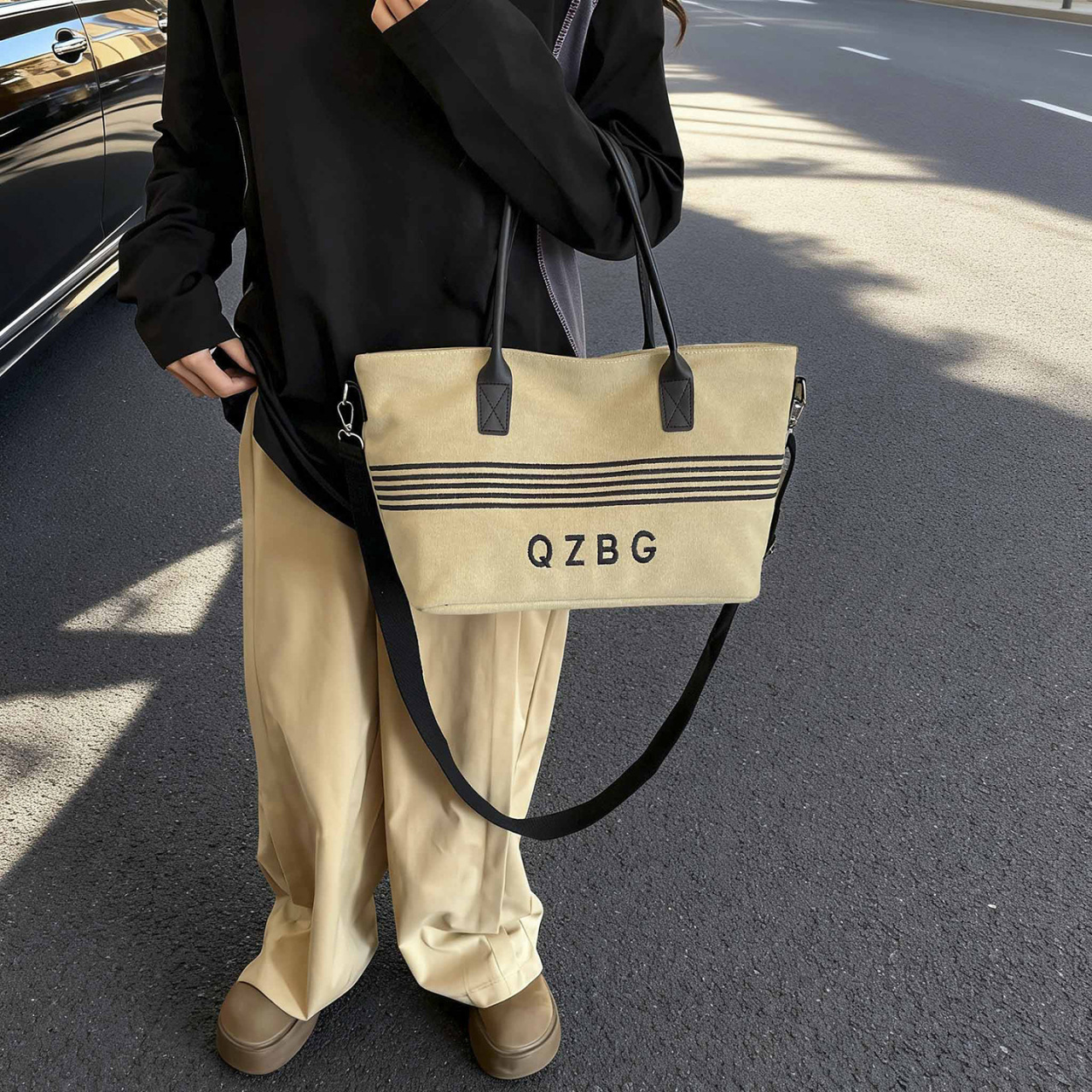 Retro Lazy Style Korean Aesthetic Tote Bag For Women, Lightweight Large Capacity Crossbody And Shoulder Bag For Commuting