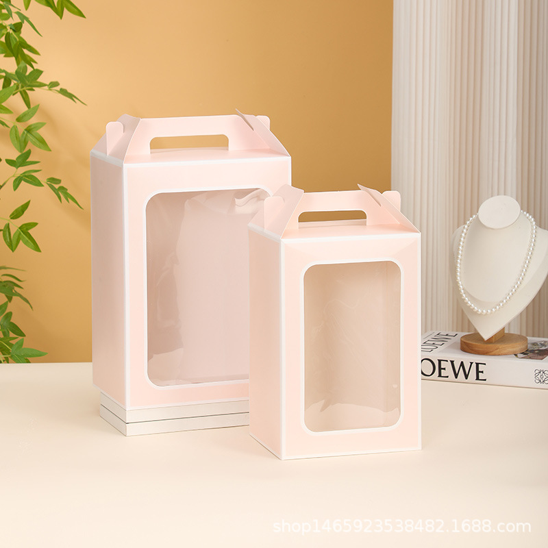 Bolsa de regalo del día del maestro, bolsa de papel de ventana abierta, bolsa de regalo de día de San Valentín, bolsa de regalo de mano transparente, embalaje de flores de cumpleaños
