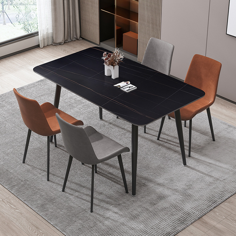 Rock placa mesa de comedor moderno minimalista hogar pequeño apartamento Luz de lujo nórdico familia rectangular apartamento mesa de comedor y silla combinación