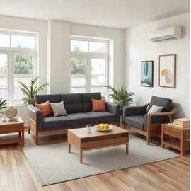 沙发客厅懒人沙发组合北欧白蜡木双人位小户型实木沙发三人位