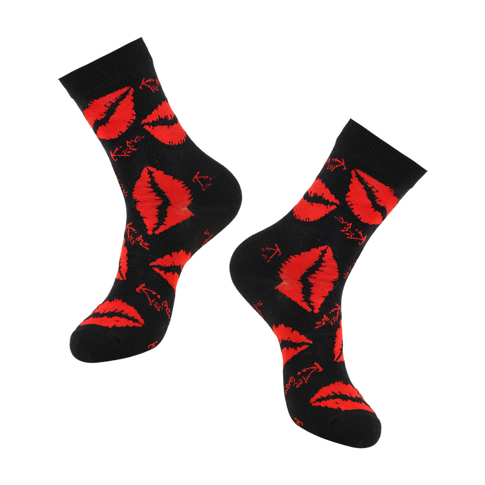 60g Weight Socks Classification Socks Lingerie Type Cotton Fabric Type Stretchy Elasticity A Pair Quantity Daily Occasion Comfort Function Valentine'S Day Festival Lips, Heart Shape Pattern All Seasons Season Unisex Gender Simple Style Style Simple Style Unisex Lips Heart Shape Cotton Crew Socks A Pair 5