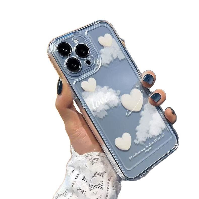 Cloud Love es adecuado para Apple 15promax funda para teléfono móvil anticaídas iphone16 transparente 14 Europa y América 13 todo incluido 12