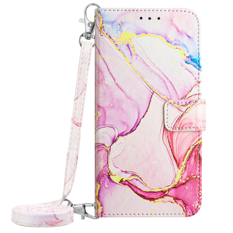 For Google 8 Marble Crossbody Card Phone Case with Hand Strap Wallet Case Women Shoulder Strap Google 7A Leather Case