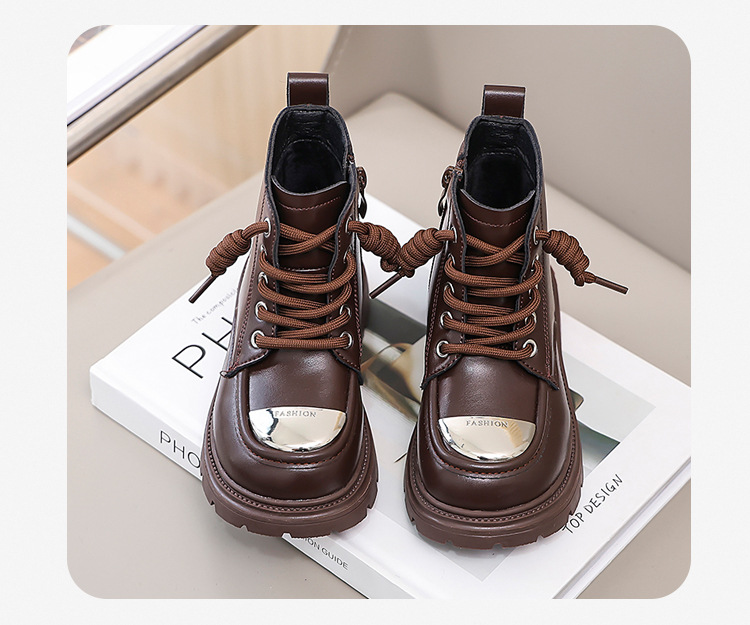 2024 New Korean Fashion Plush Martin Girls' Mid Top Short Boots, Flat Bottom Medium Size Children's Casual Cotton Boots_voghion.com