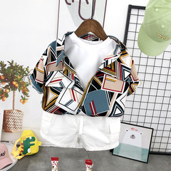 Children's Summer Striped Short Sleeve Shirt for Boys 2023 Summer Medium and Small Children's Collared Top Beach Shirt Vacation Style