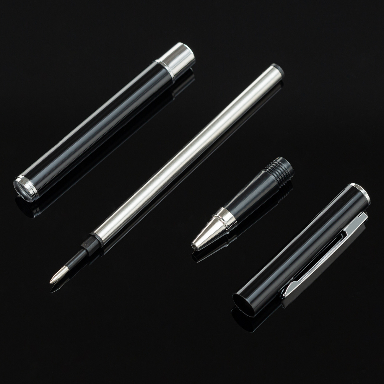 Fábrica directa de pluma de firma metálica pluma de publicidad negra logotipo de alta calidad pluma comercial neutral pluma al por mayor