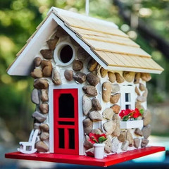 国境を越えた新しいクリエイティブな石の小屋、鳥小屋、樹脂工芸品、家の装飾、庭の石の家、屋内外の装飾