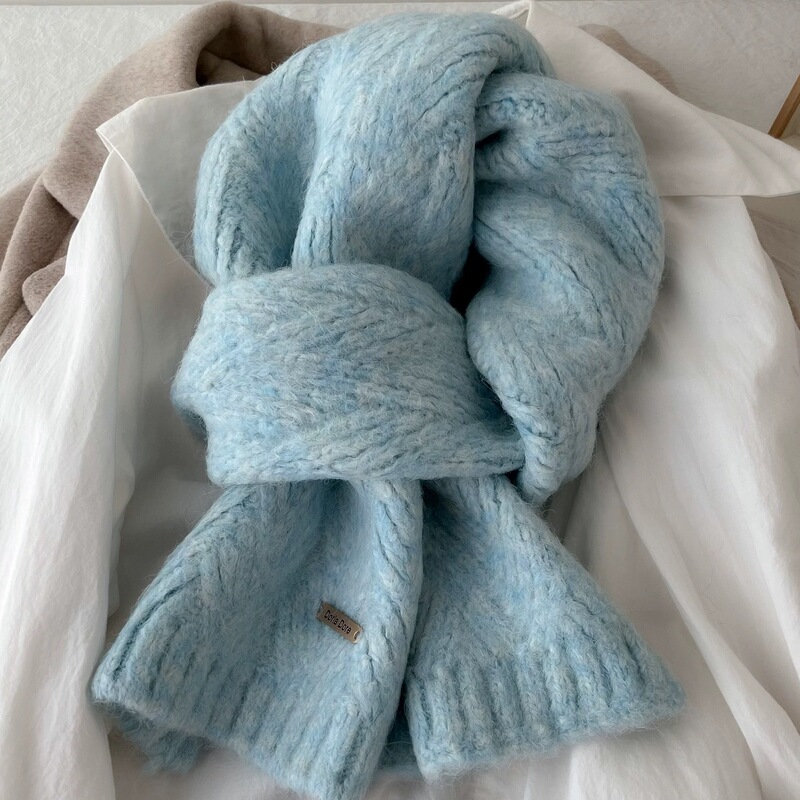 Factory Solid Color Alpaca Wool Knitted Scarf Women's Winter New Student High Sense Quality Couple's Wool Scarf