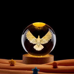 Pigeon 3d 3d laser inner carving crystal ball luminous night light holiday atmosphere creative ornaments cross-border wholesale