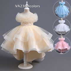 New Style Children's Princess Dress Flower Girl Tutu Skirt Fashion Show Performance Costume Girls' Train Wedding Dress for Baby Girls' First Birthday Outfit