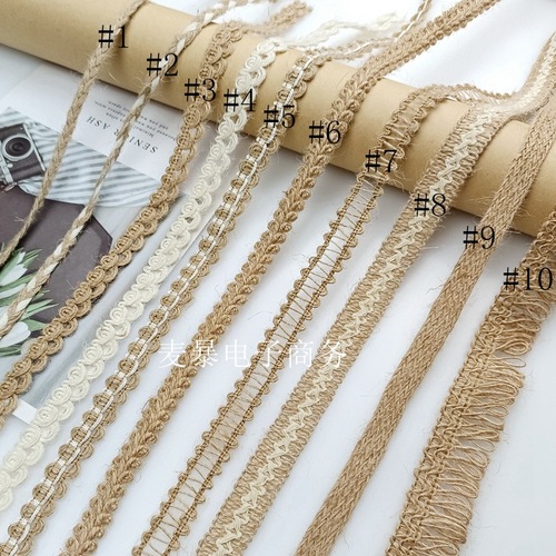 Narrow 2-meter roll kindergarten environmental creation material handmade DIY decorative cotton and linen rope woven edge ribbon