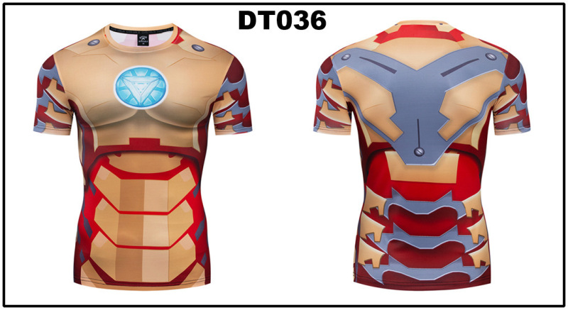 貿易アマゾンメンズアベンジャーズマーベルDC同服スポーツフィットネスストレッチ半袖Tシャツ|undefined