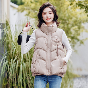 Cross-border Fashion All-match Down Cotton Vest Women's Short Vertical Collar New Cotton Vest Student Wearing Cotton Waistcoat Vest