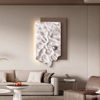 侘寂风3D立体入户玄关装饰画壁灯意式极简走廊过道尽头高级感挂画