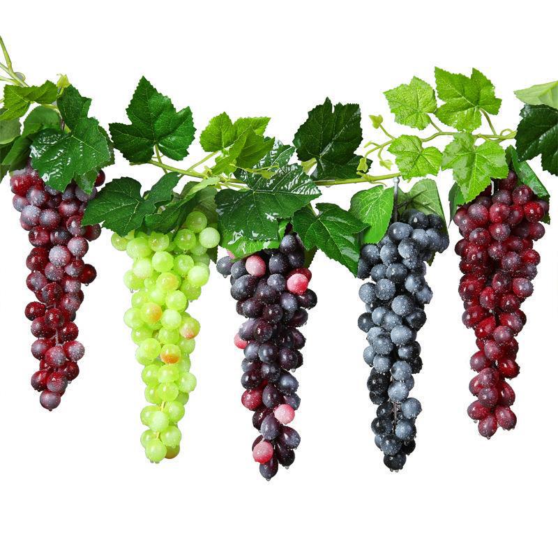 Simulation grape string with Frost fake raisin string simulation leaf rattan decoration plastic fake fruit shooting props wholesale