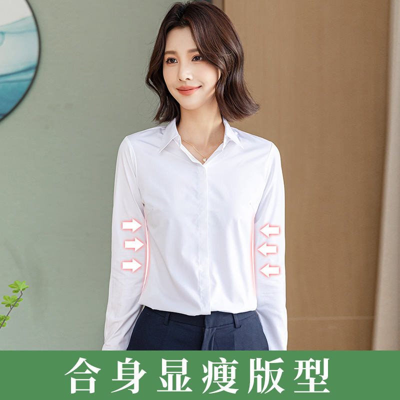 Women's Long-Sleeved Business Breathable High-Elastic Company Clothing Summer Wear Formal Shirt Shirt Bamboo Fiber Factory Hair