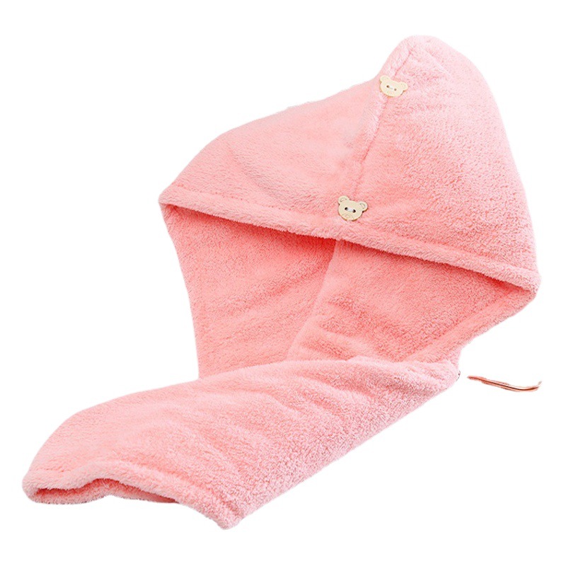 Thickened high-density coral fleece dry hair cap water-absorbing bath cap hemming dry hair towel quick-drying autumn and winter headscarf wholesale
