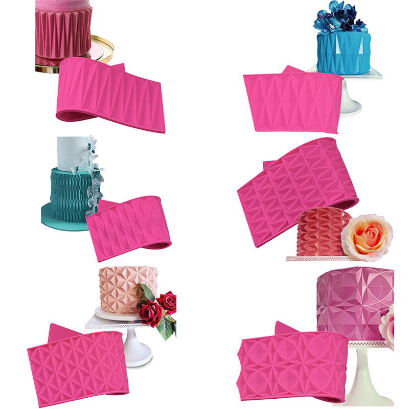 Nueva gema diamante patrón impresión molde borde molde DIY fondant encaje pad pastel decorativo molde de silicona