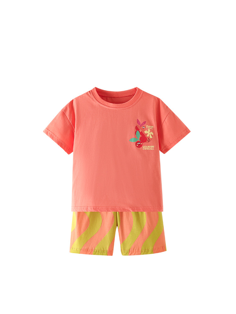 Malwee transfronterizo nuevo conjunto de niñas verano simple versátil europeo y americano de tendencia para niños pequeños y medianos niños cómodos dos piezas
