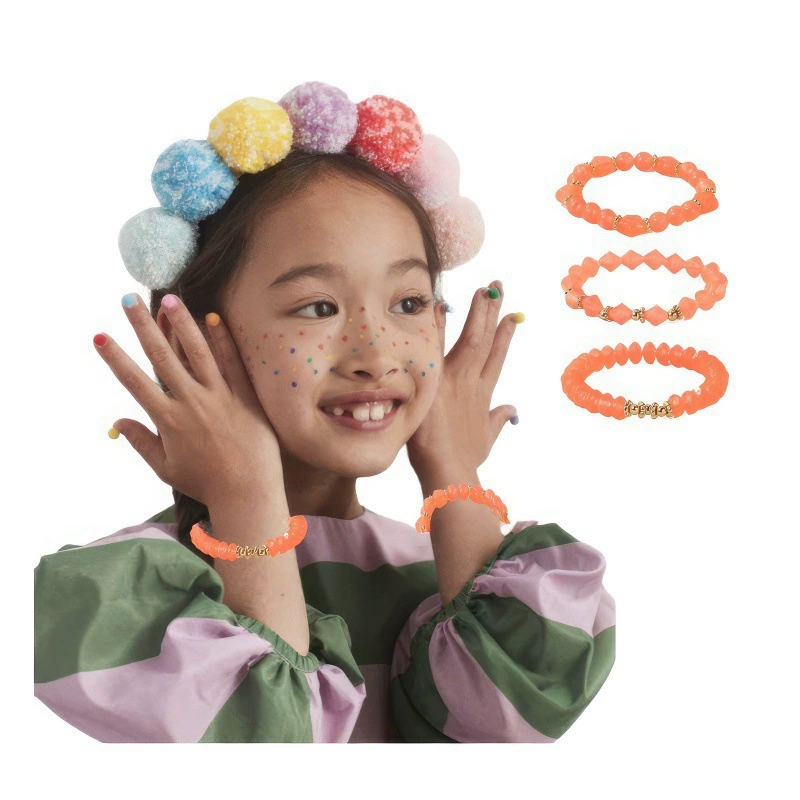 Европа и США 2024 новый оранжевый хрустальный бисер детский браслет набор из трех частей