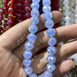 8mm多切面绣花球珠水晶玻璃串珠首饰手链散珠异形钻电镀服饰配件