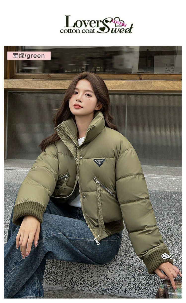Fashionable knitted winter down jacket with down, Korean style, feather stuffing, for teenagers, loose fit