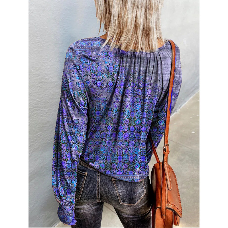 floral long-sleeved T-shirt Nihaostyles wholesale clothing vendor NSLZ72618