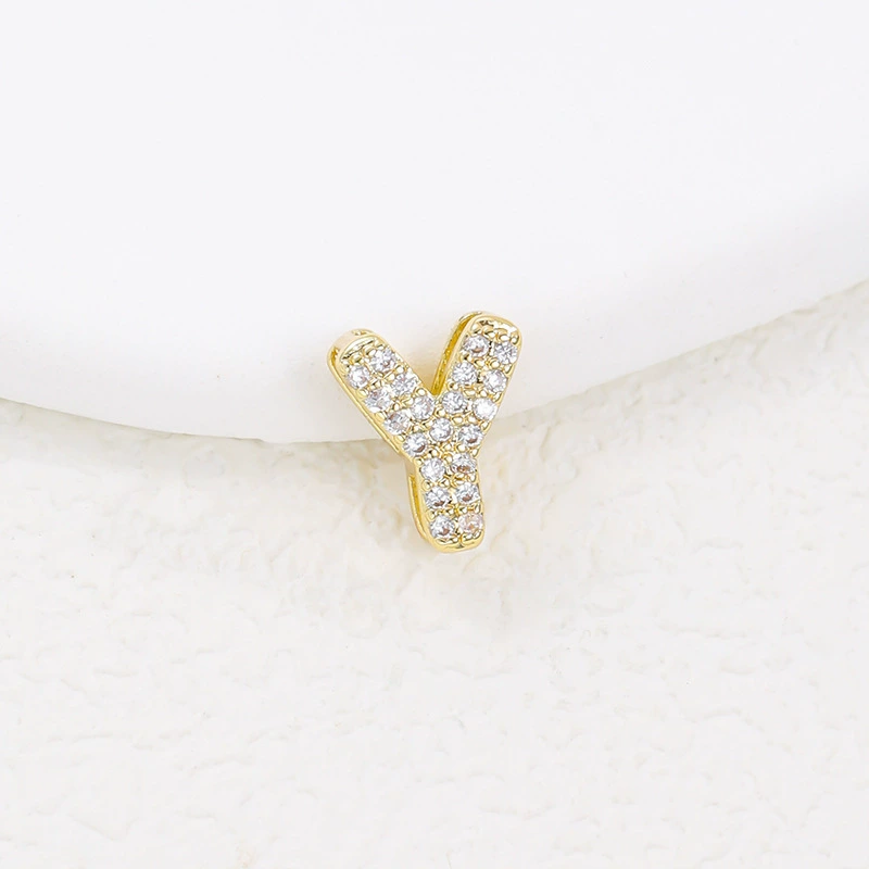 Подвеска-латер А-З, совазка кубического циркония, золотистая цепочка, инициалы буквы A–Z