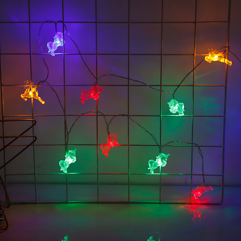 Decoración navideña, luces de colores, luces intermitentes, luces de cadena, alces huecos, luces colgantes, decoración de la habitación de la niña, atmósfera del maletero