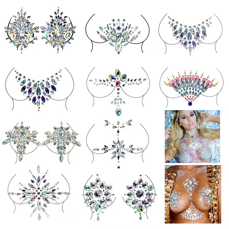 Hot Chest Stickers Sexy Bikini Breast Stickers Cross Border Carnival Party Holiday Decorations Women Chest patch