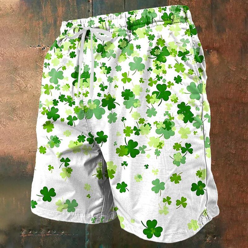 2026 Summer New European and American Cross-Border Amazon St. Patrick's Day Clover Men's Casual Fashion Shorts 2026 Summer New European and American Cross-Border Amazon St. Patrick's Day Clover Men's Casual Fashion Shorts