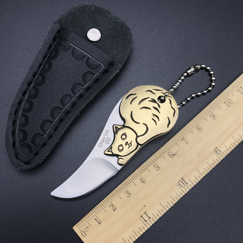 创意新款EDC小刀 D2钢户外小刀防身刀具钥匙刀创意小刀瑞士军刀