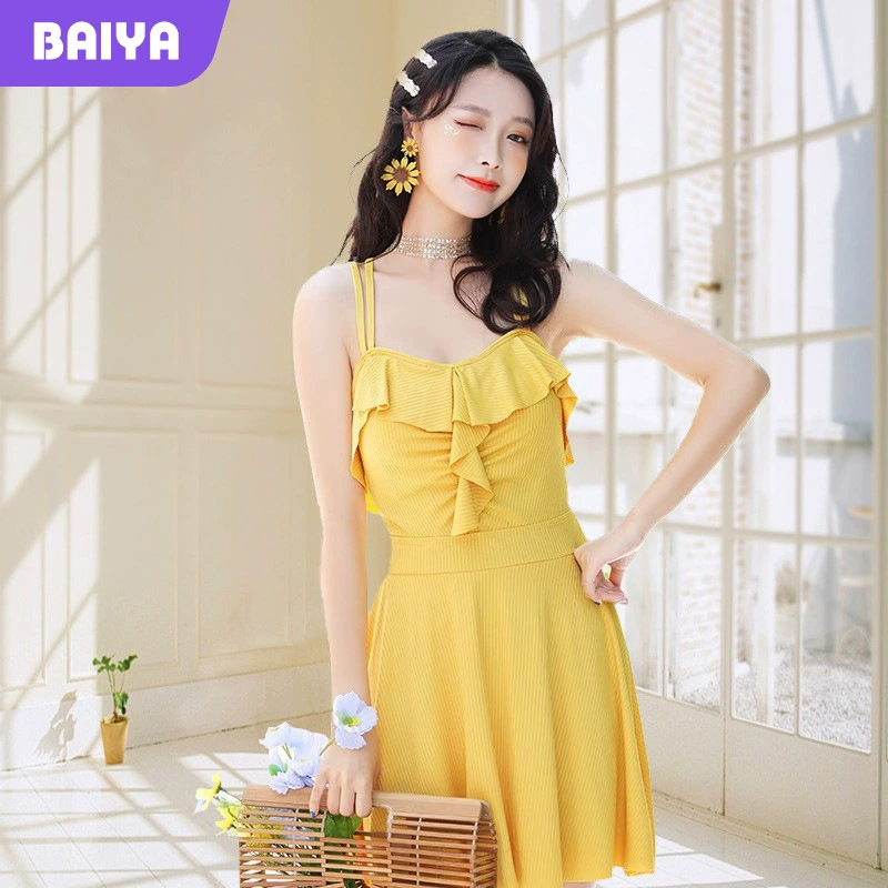 Морской купальник с открытой спиной для отпуска, утягивающий однотонный купальник 2025 года в корейском стиле, женский новый цельный купальник, женский купальник, закрывающий живот