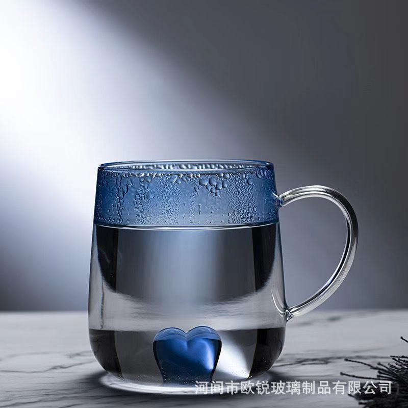 Taza de vidrio de corazón de桃 Taza de té de vidrio de alta borosilicona Taza de agua de vidrio resistente al calor Taza de jugo de leche