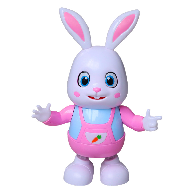 Juguetes de robot de baile eléctrico transfronterizos bebés pueden moverse y tocar tambores y balancearse conejitos interactivos mini juguetes de rompecabezas