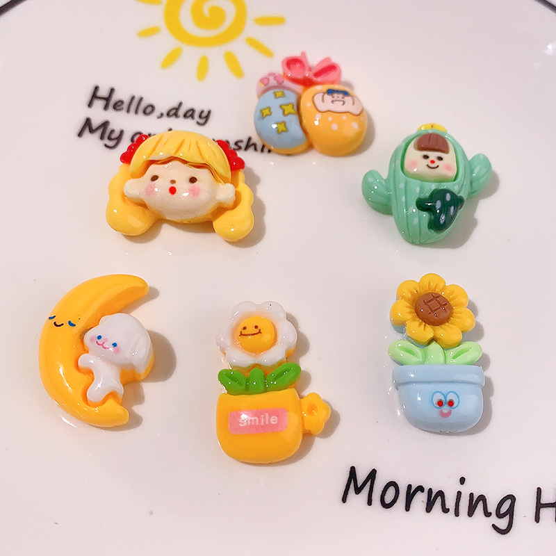 Nuevos accesorios de resina de serie de dibujos animados Happy Dog DIY decoración de cabello pegamento crema agujero de caja de teléfono móvil agujero material de colgante de hebilla