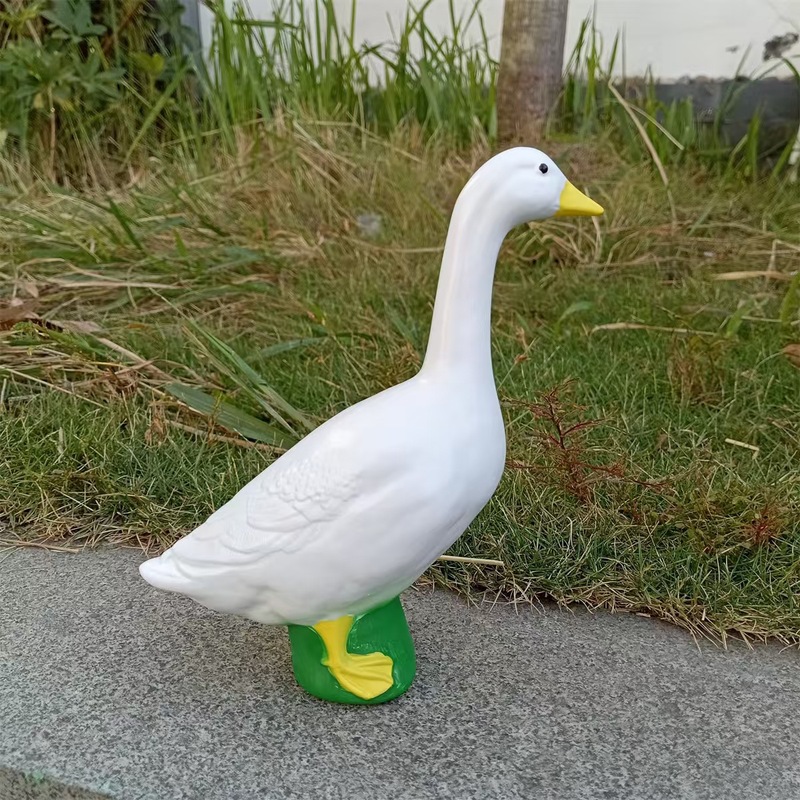 新しい 18 センチメートル白いガチョウの装飾品樹脂像工芸品家庭菜園庭池研究デスクトップ白いガチョウ|undefined