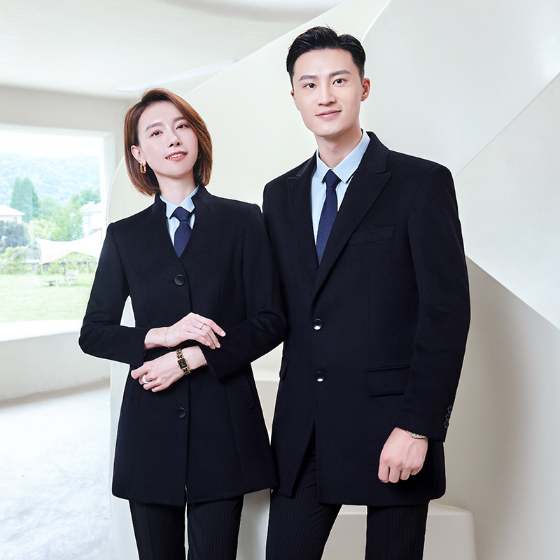 羊毛大衣职业装女批发L男款呢子外套中长款长袖工作服厂家店