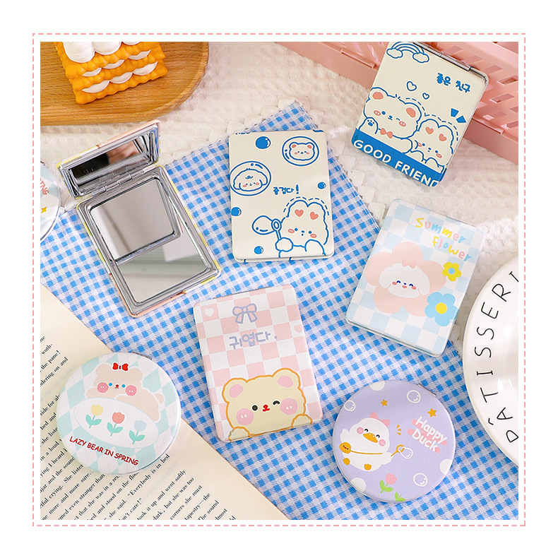 Cute Cartoon Folding Portable Makeup Mirror display picture 2