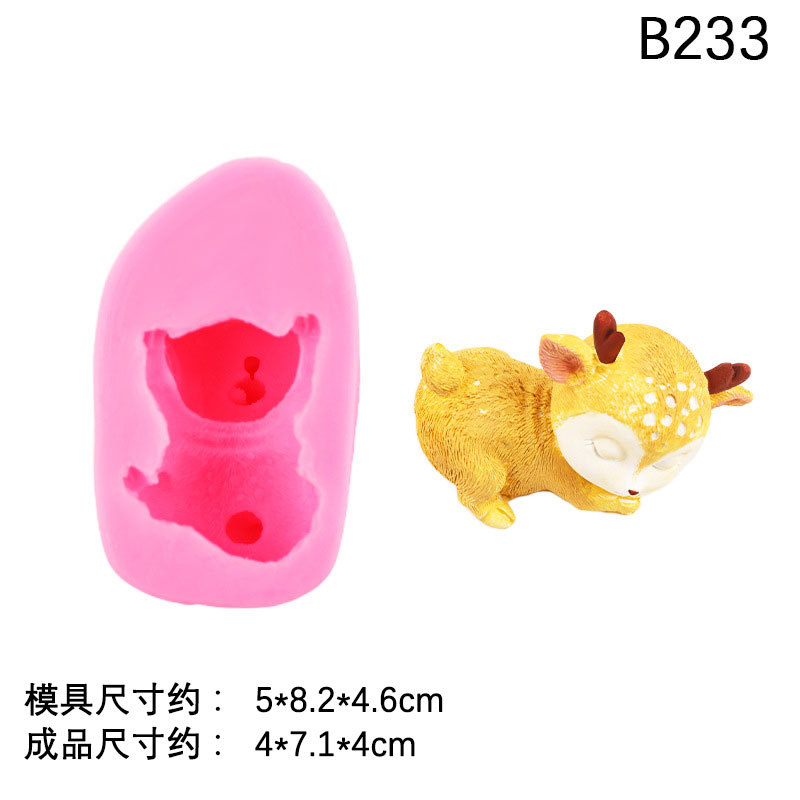 Decoración del coche DIY lindo ciervo epoxi pastel decoración chocolate crema pegamento etiqueta engomada del refrigerador decoración molde de silicona