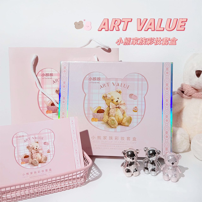 Art Value Little Bear Family Makeup Set Valentine's Day Gift for Girls Cute Necklace Pink Makeup Gift Box Art Value Little Bear Family Makeup Set Valentine's Day Gift for Girls Cute Necklace Pink Makeup Gift Box