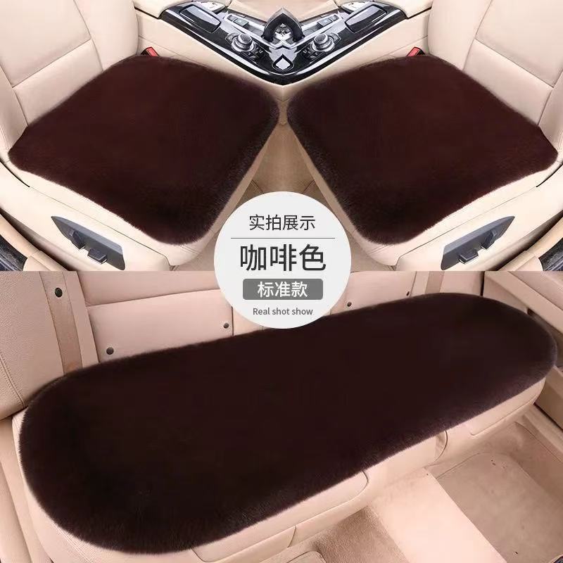 Five-piece set of winter-proof, faux rabbit fur car seat cushions, designed to keep you warm, with a non-shedding, universal fit for all car seats