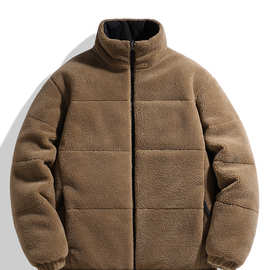品牌情侣棉服羊羔绒双面穿秋冬立领短款棉袄加厚保暖外套