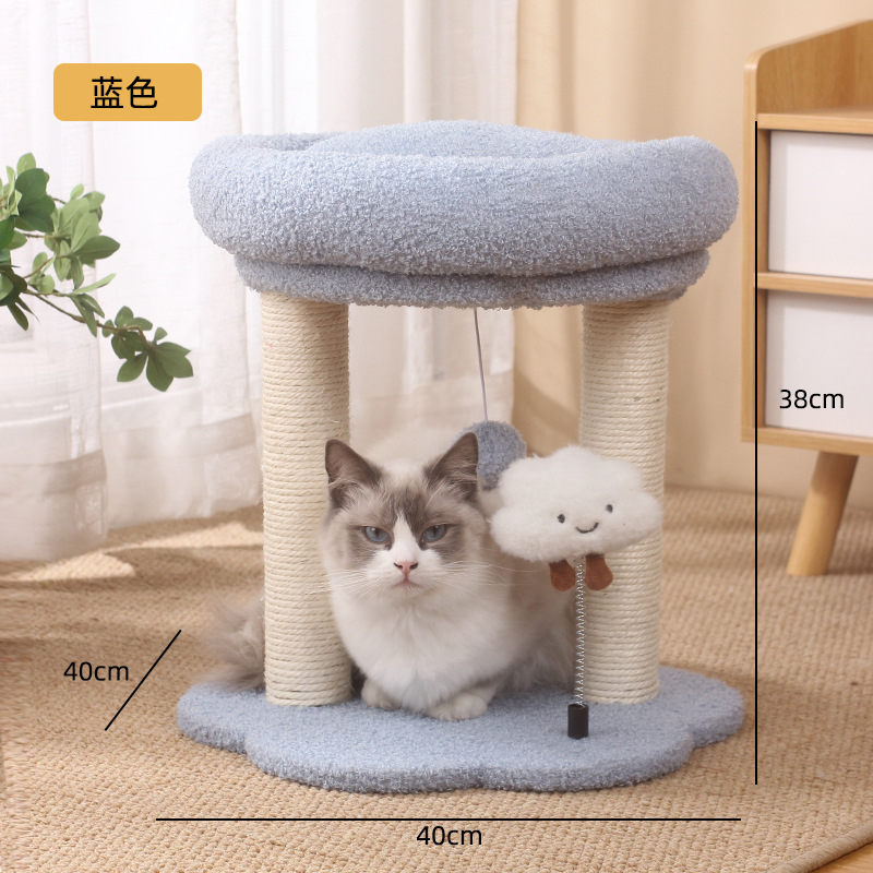 Marco de escalada para gatos con orejas de conejo, dos capas de nido para gatos, columna de agarre para gatos de sisal integrada, juguetes para trepar, suministros para mascotas al por mayor