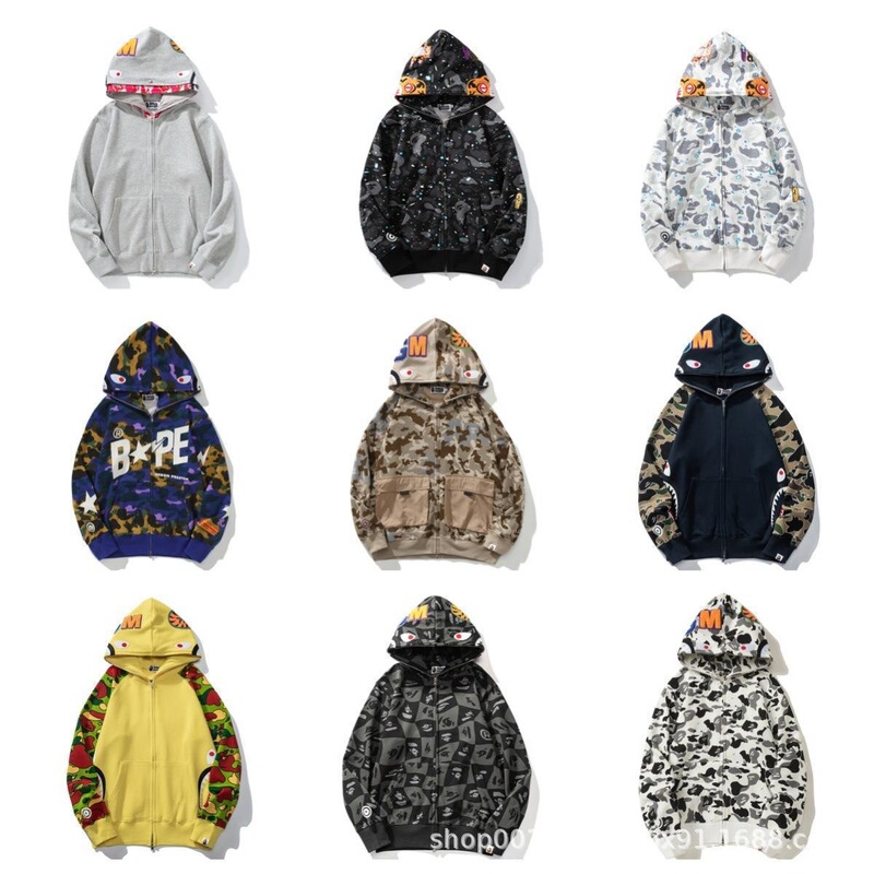 2025 New 3D Printed Trendy Brand Cross-Border Wholesale Long-Sleeve Unisex Shark Camouflage Hooded Zip-Up Jacket 2025 New 3D Printed Trendy Brand Cross-Border Wholesale Long-Sleeve Unisex Shark Camouflage Hooded Zip-Up Jacket